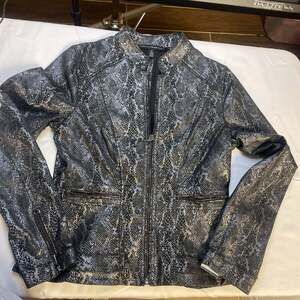 White House Black Market Snakeskin Print Peplum Jacket